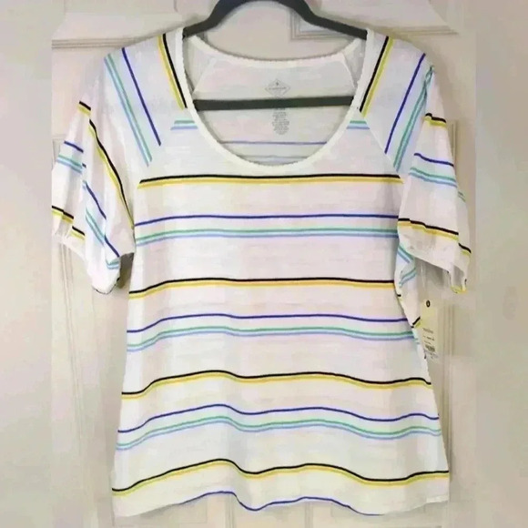 St John's Bay multi striped shirt size petite - Picture 1 of 5